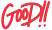 Red handwritten text saying 'Good!!' with two exclamation marks.